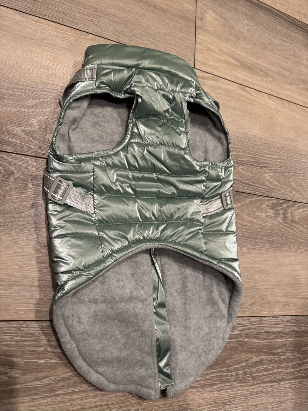 Martha Stewart Metallic Green Puffer Dog Vest - Picture 2 of 4